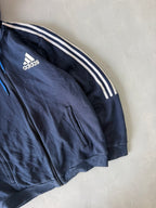 ADIDAS STRIPED ZIPPER HOODIE - M