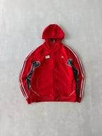 ADIDAS STRIPED HOODED JACKET - M