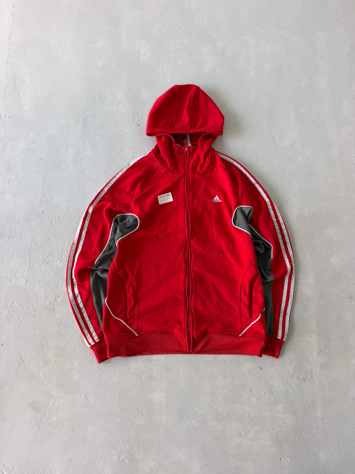 ADIDAS STRIPED HOODED JACKET - M