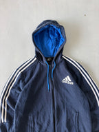 ADIDAS STRIPED ZIPPER HOODIE - M