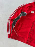 ADIDAS STRIPED HOODED JACKET - M