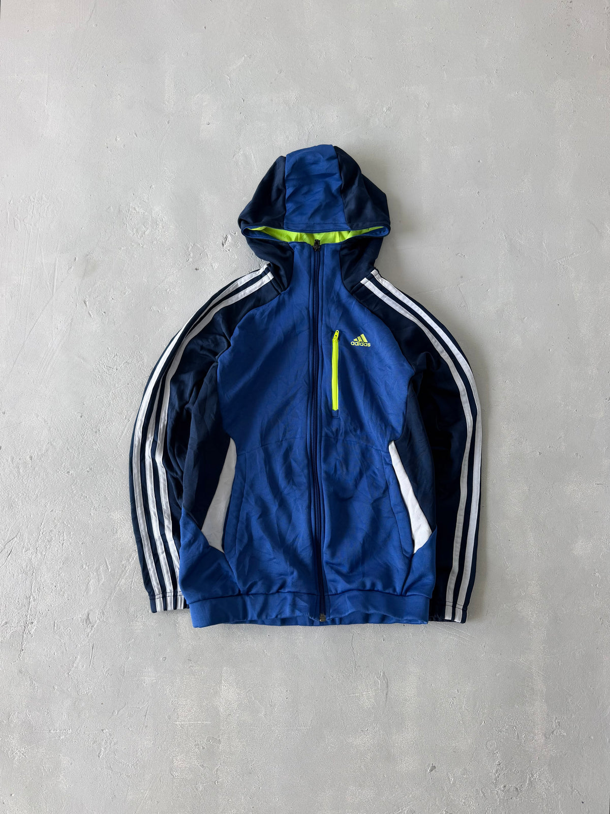 ADIDAS HOODED STRIPED JACKET - M