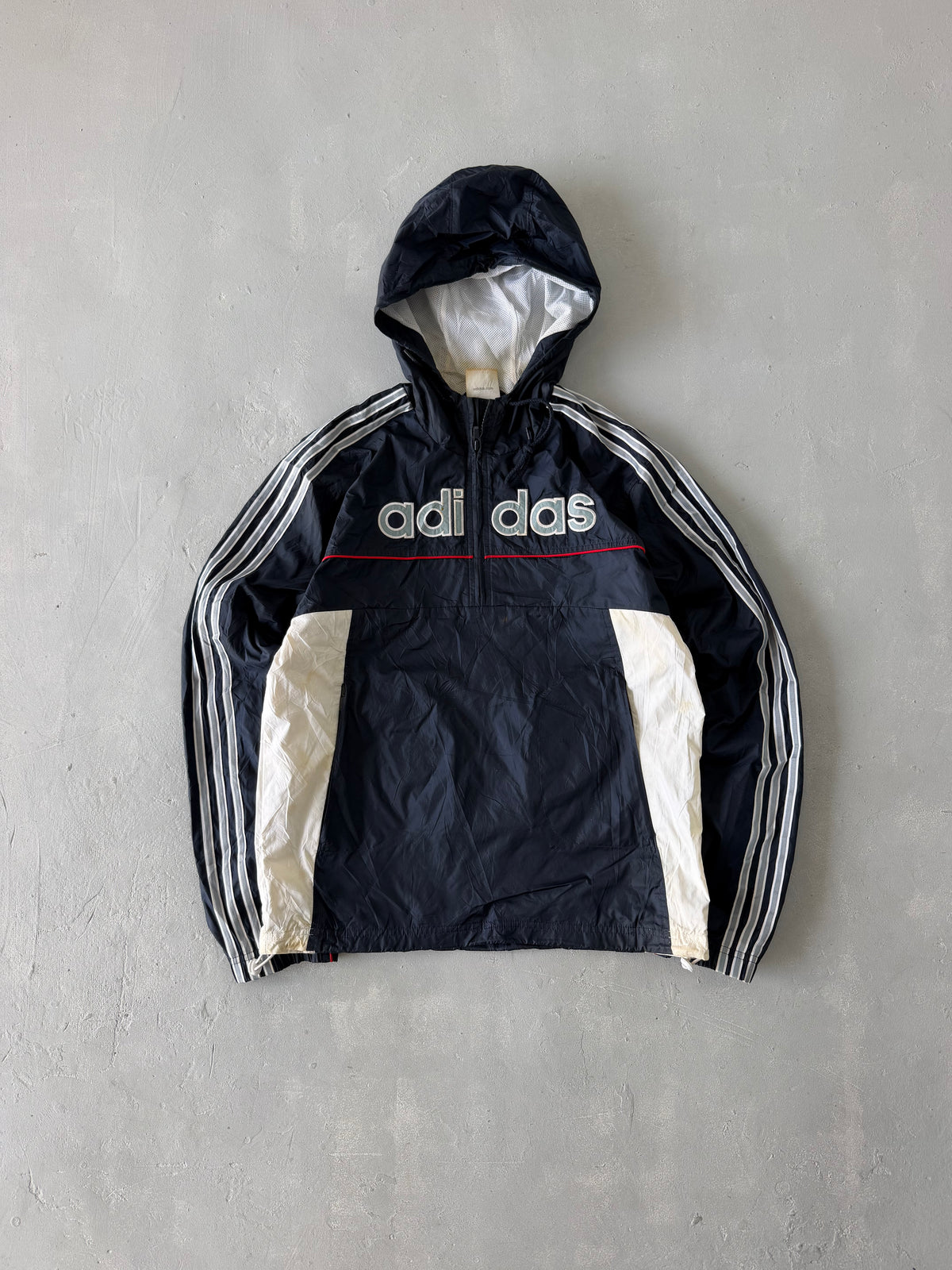ADIDAS STRIPED SPELLOUT JACKET - M