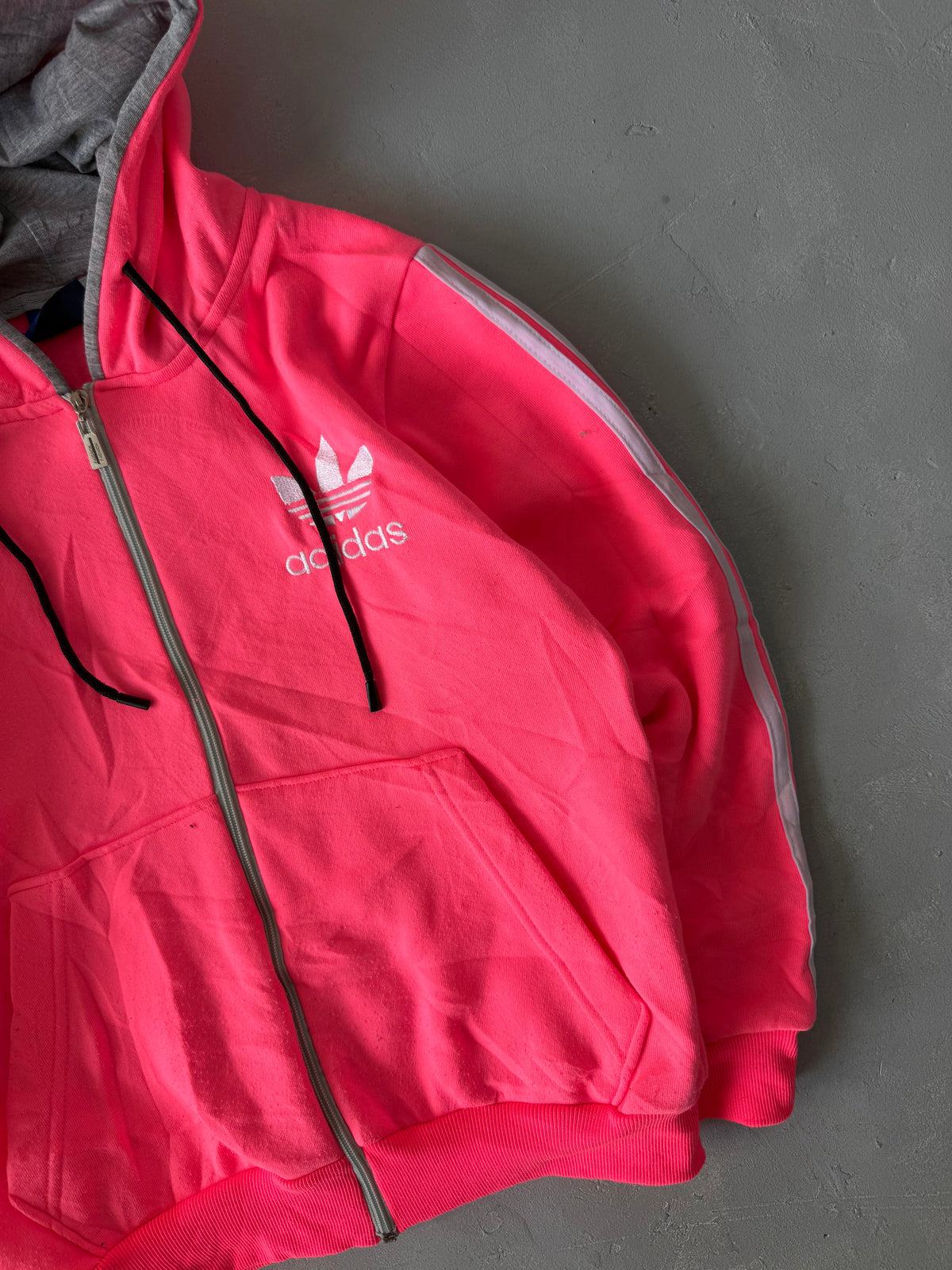 ADIDAS STRIPED HOODED JACKET - S