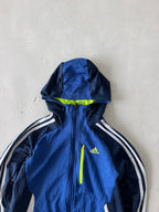 ADIDAS HOODED STRIPED JACKET - M