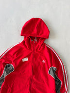 ADIDAS STRIPED HOODED JACKET - M