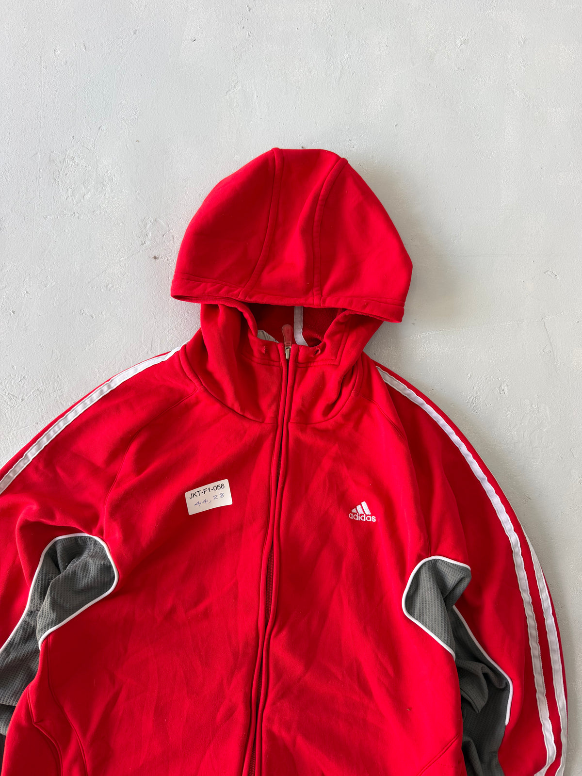 ADIDAS STRIPED HOODED JACKET - M