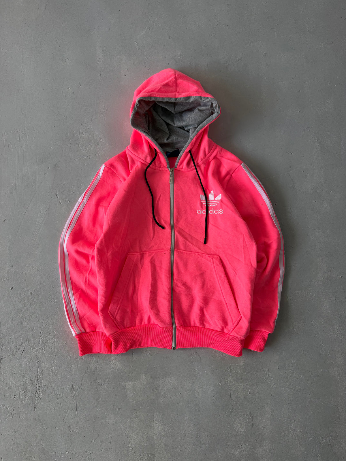 ADIDAS STRIPED HOODED JACKET - S