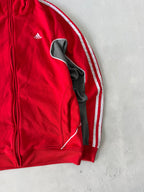 ADIDAS STRIPED HOODED JACKET - M