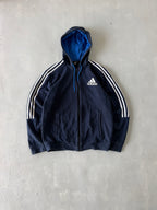 ADIDAS STRIPED ZIPPER HOODIE - M