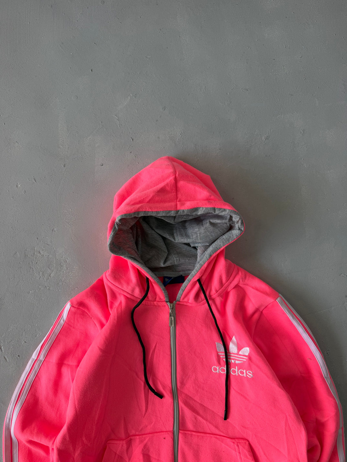ADIDAS STRIPED HOODED JACKET - S